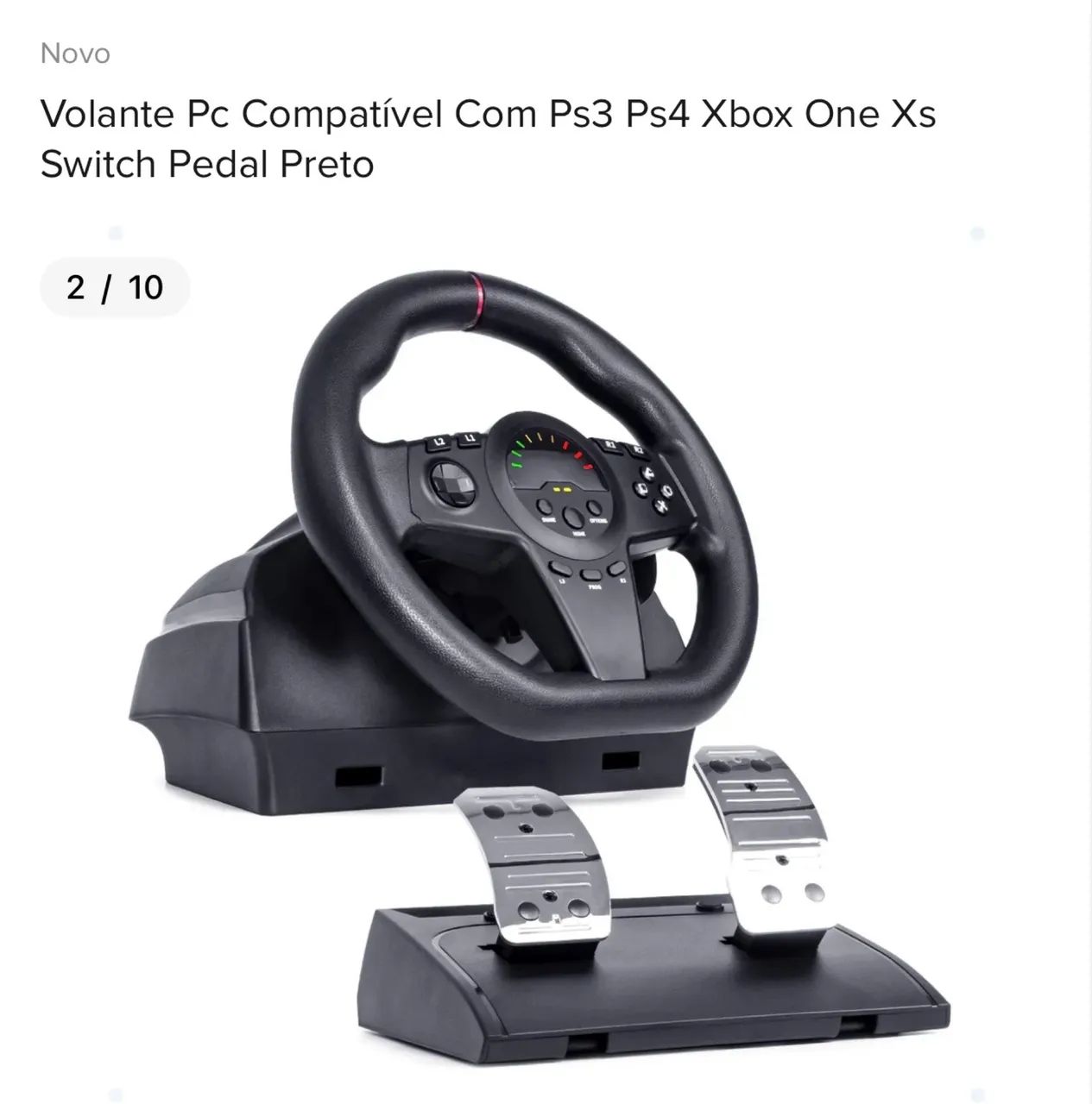 Volante compatível PS3,PS4,Xbox switch com pedal preto - Foto 2