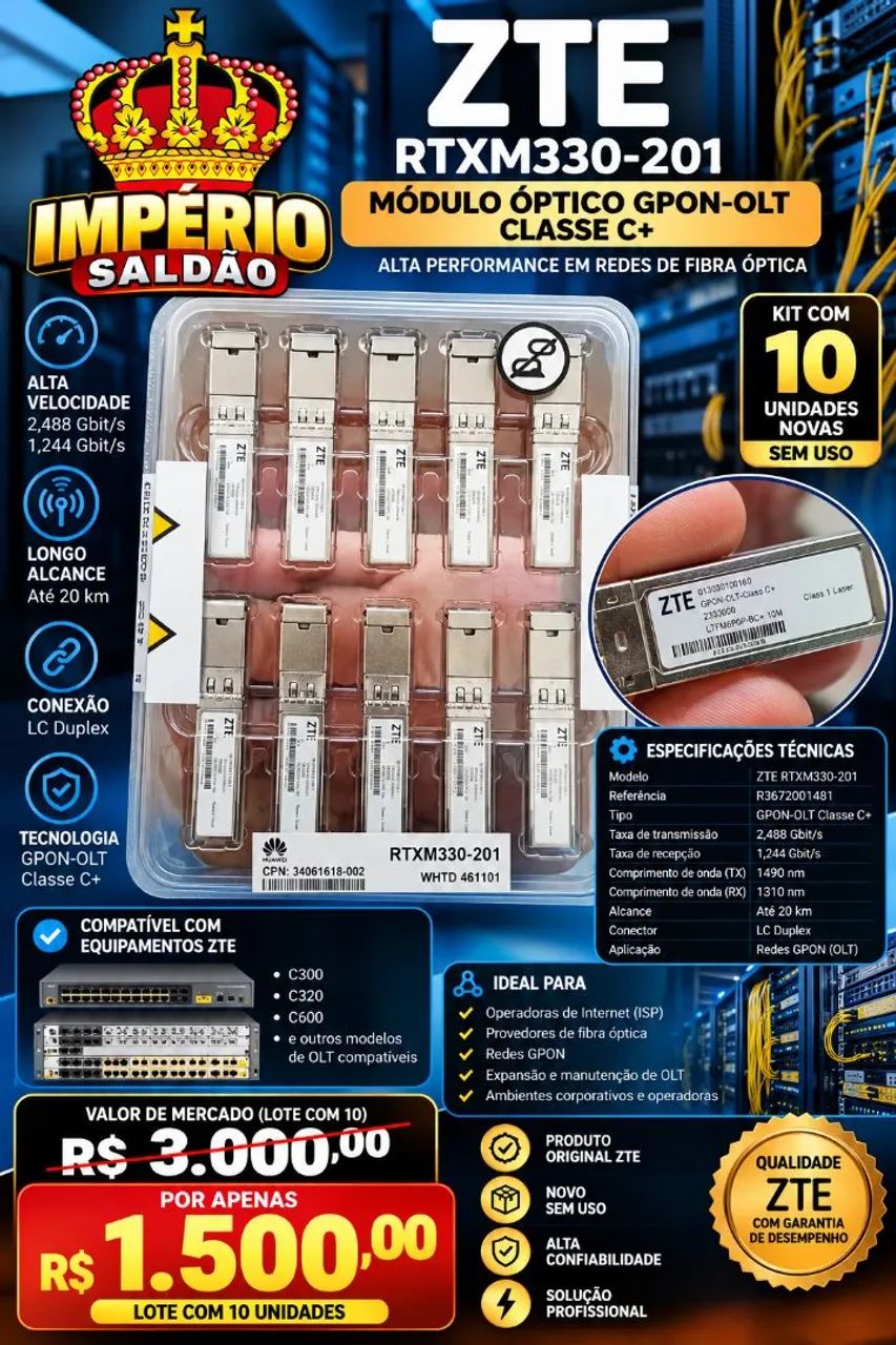Kit 10 Módulos óptico RTXM330-201 