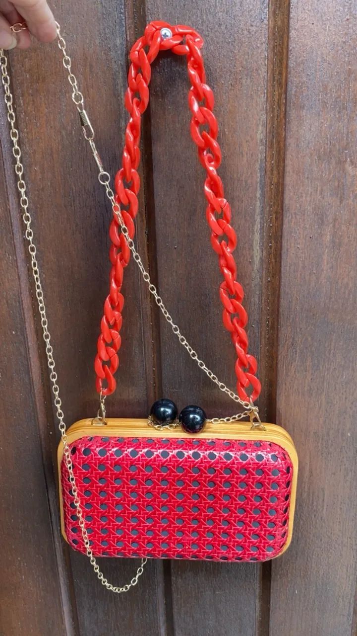 Bolsa palhinha e madeira Ckutie  - Foto 3