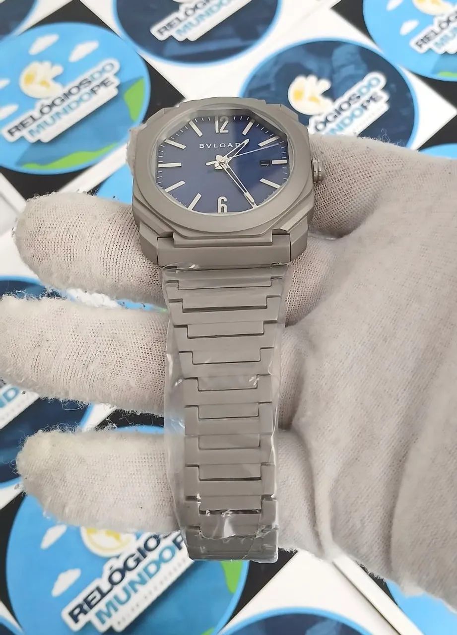 RELÓGIO BVLGARI OCTO FUNDO AZUL AUTOMÁTICO  - Foto 2