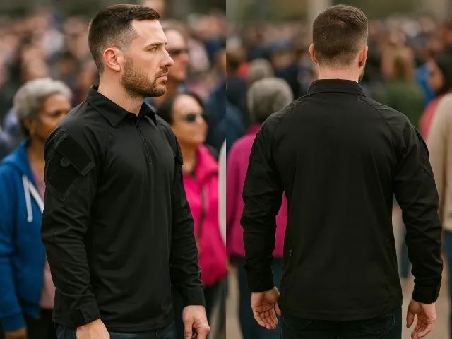 Combat Shirt Preta Masculina Longa