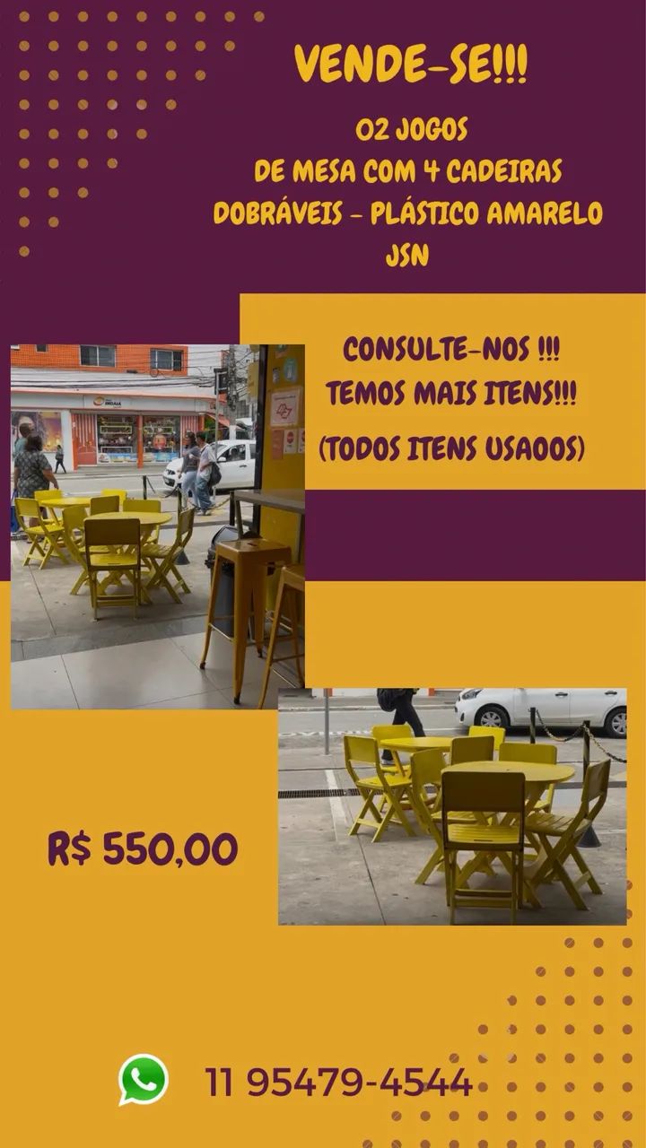 Mesas e Cadeiras Plástica Dobráveis