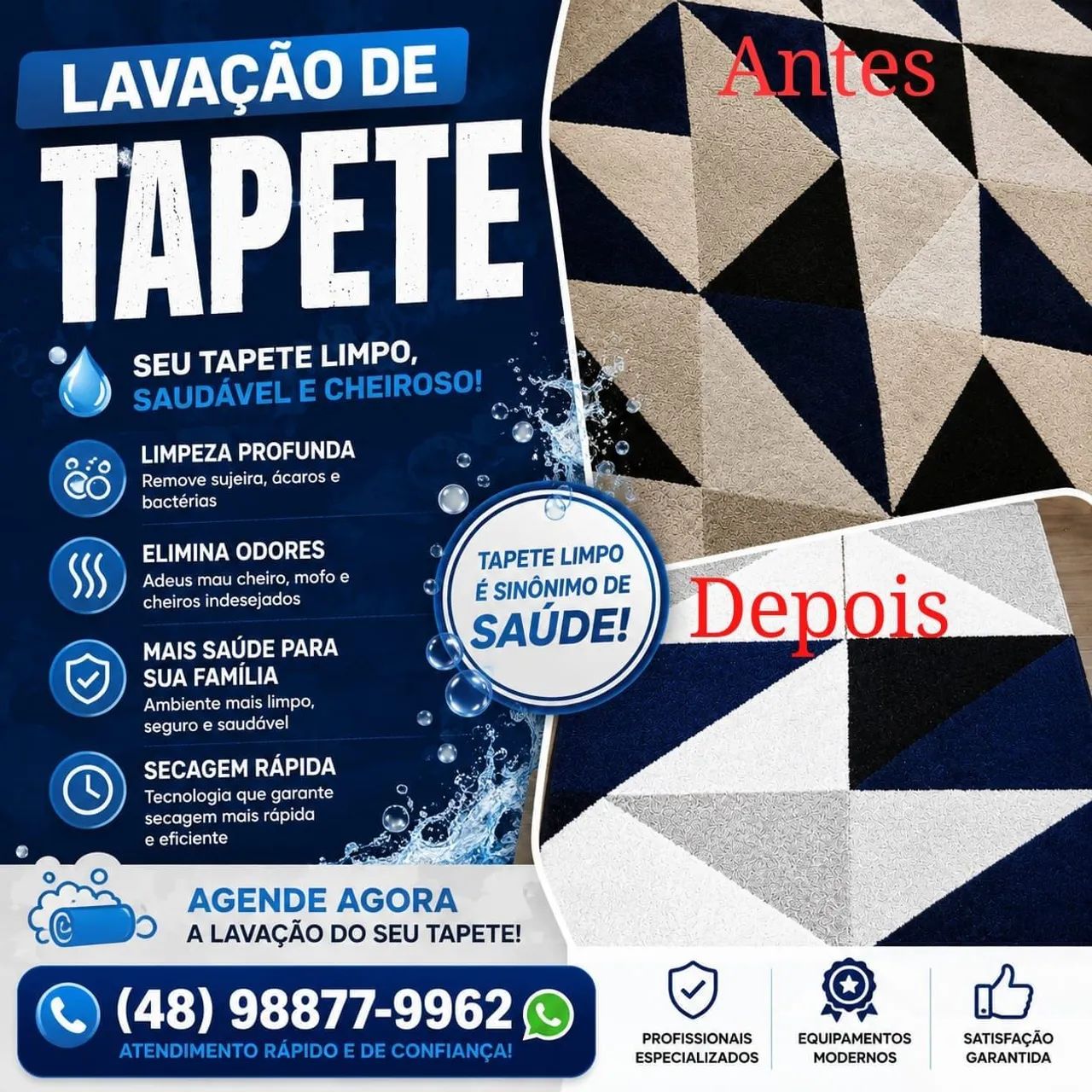 Tapete limpo sem sair de casa!