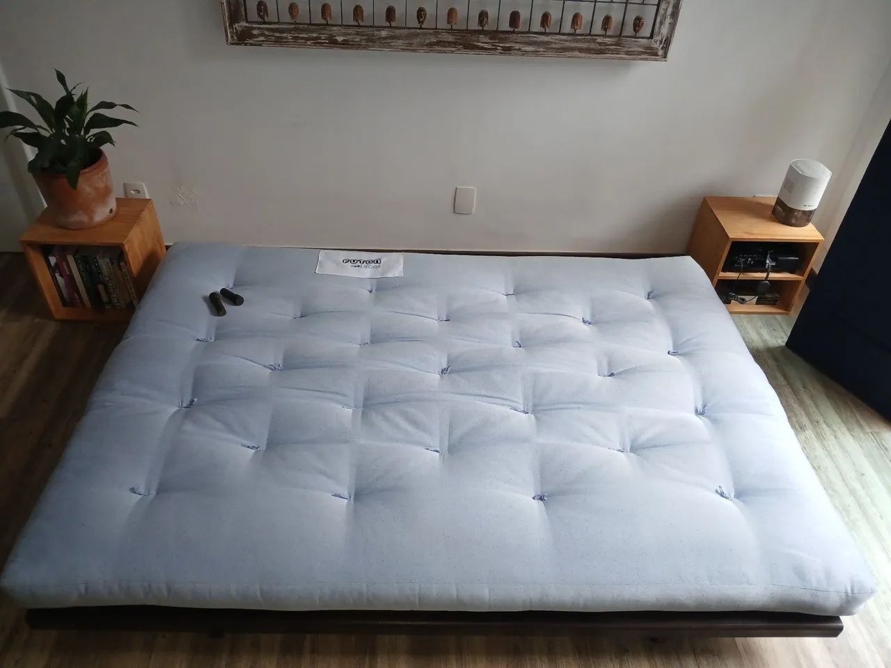 Sofá Cama Casal Futon Brasil Azul - Foto 2