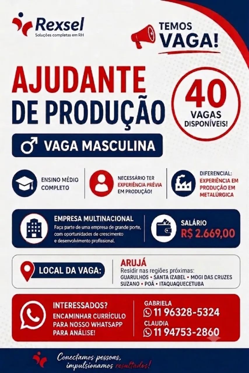 Ajudante de Produção (Masculino)