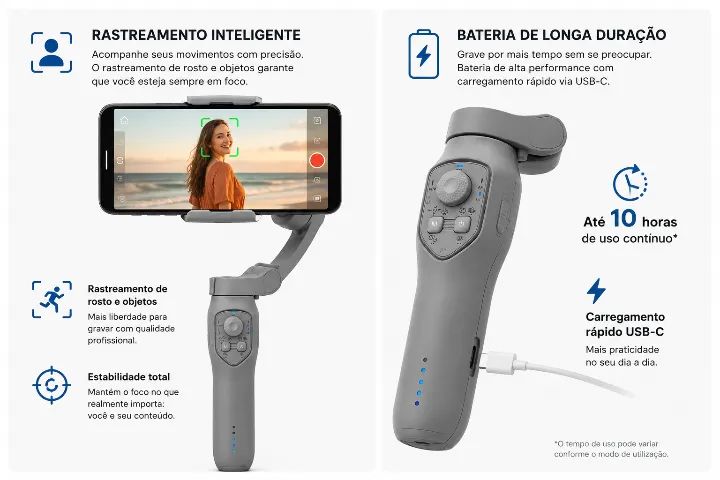 Gimbal L7 Pro 3 Eixos Dobrável Novo Para Celular - Foto 5