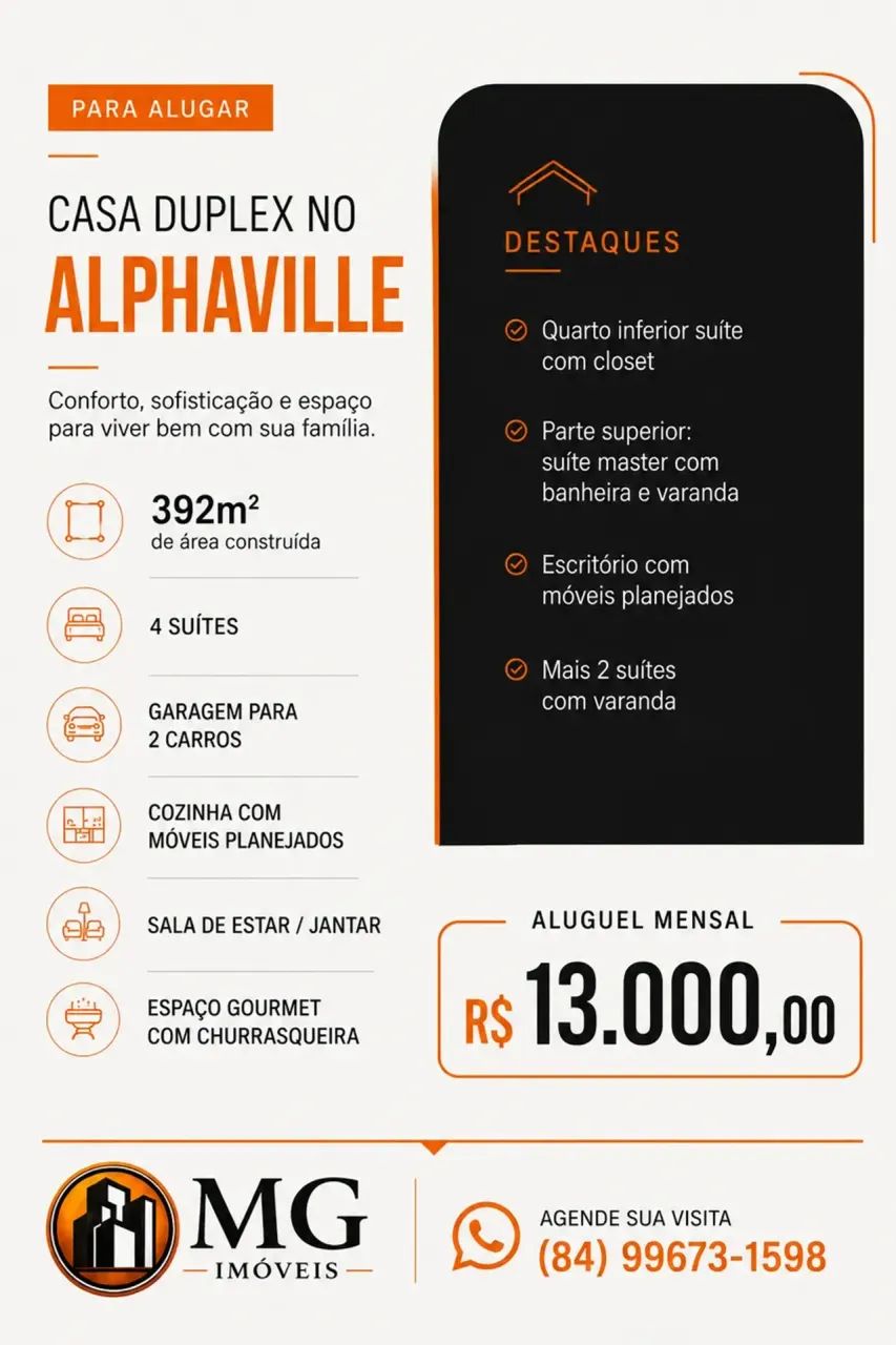 Casa duplex para Aluguel no Alphaville