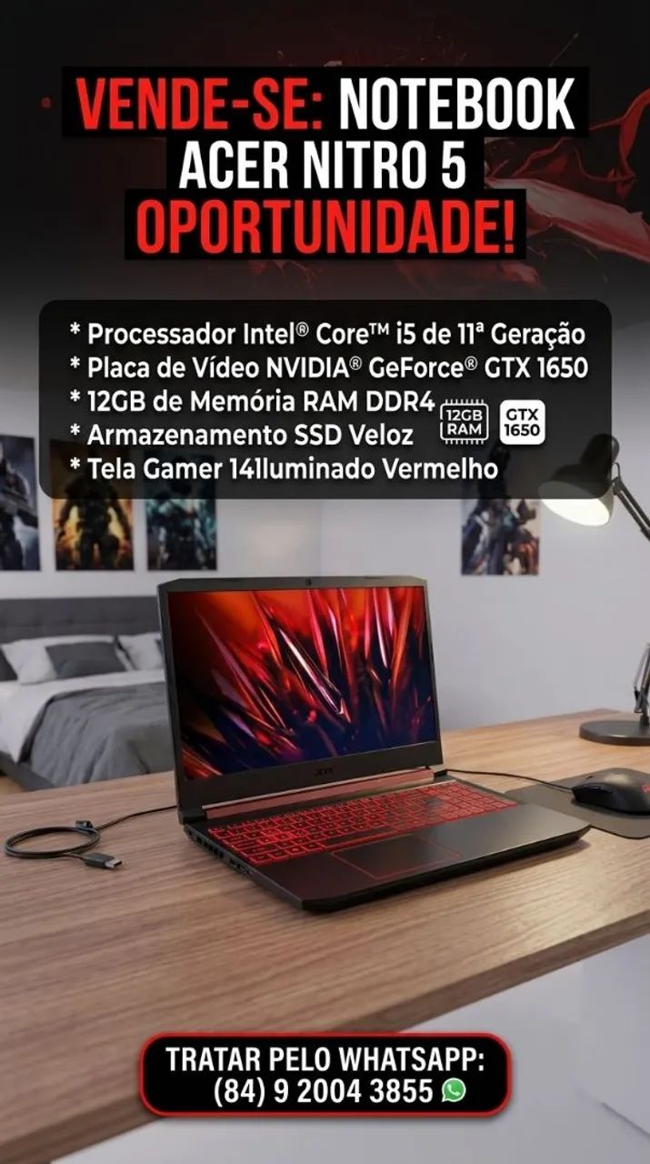 Notebook Acer Nitro 5 i5 11ª Gen
