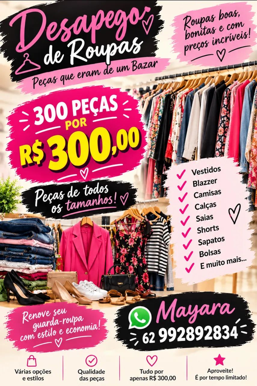 Desapegos de roupas de Bazzar 300 Peças 