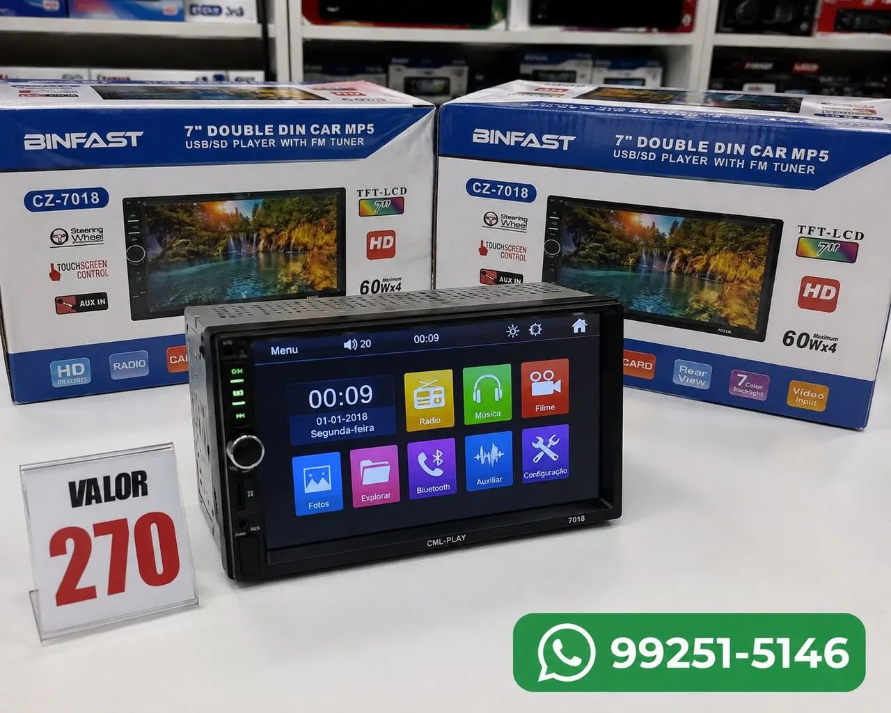 Som para carro multimídia Double Din 