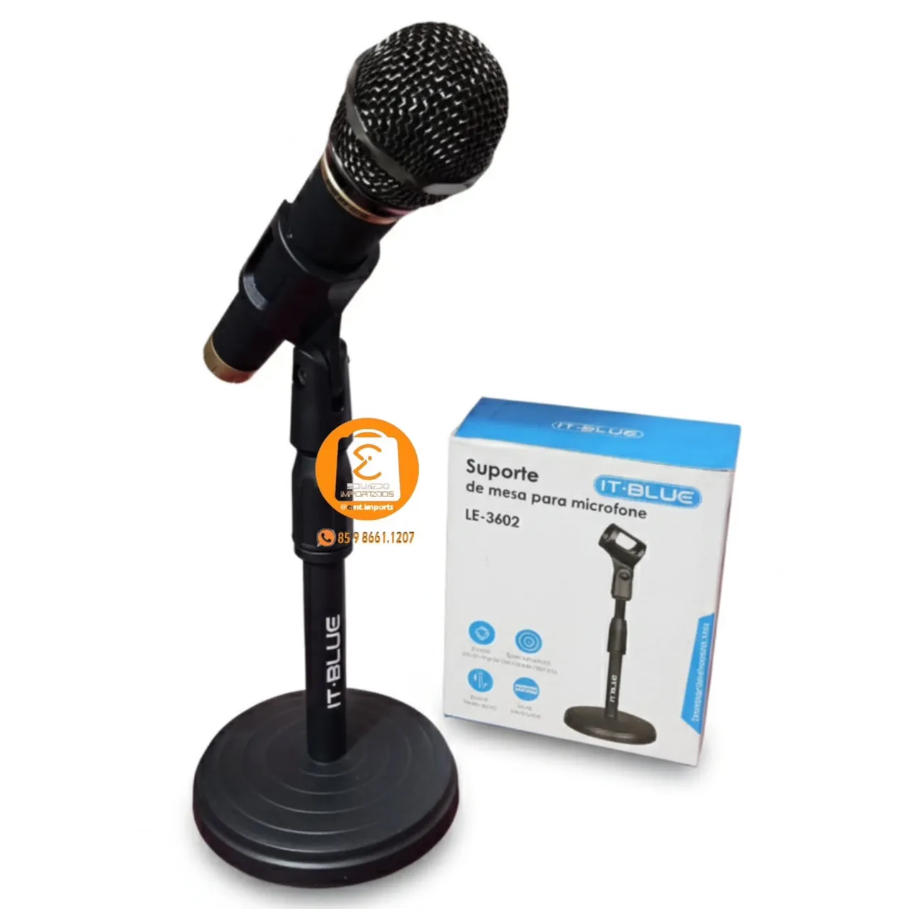 Suporte de Mesa, Pedestal para Microfone, Ajustável LE-3602