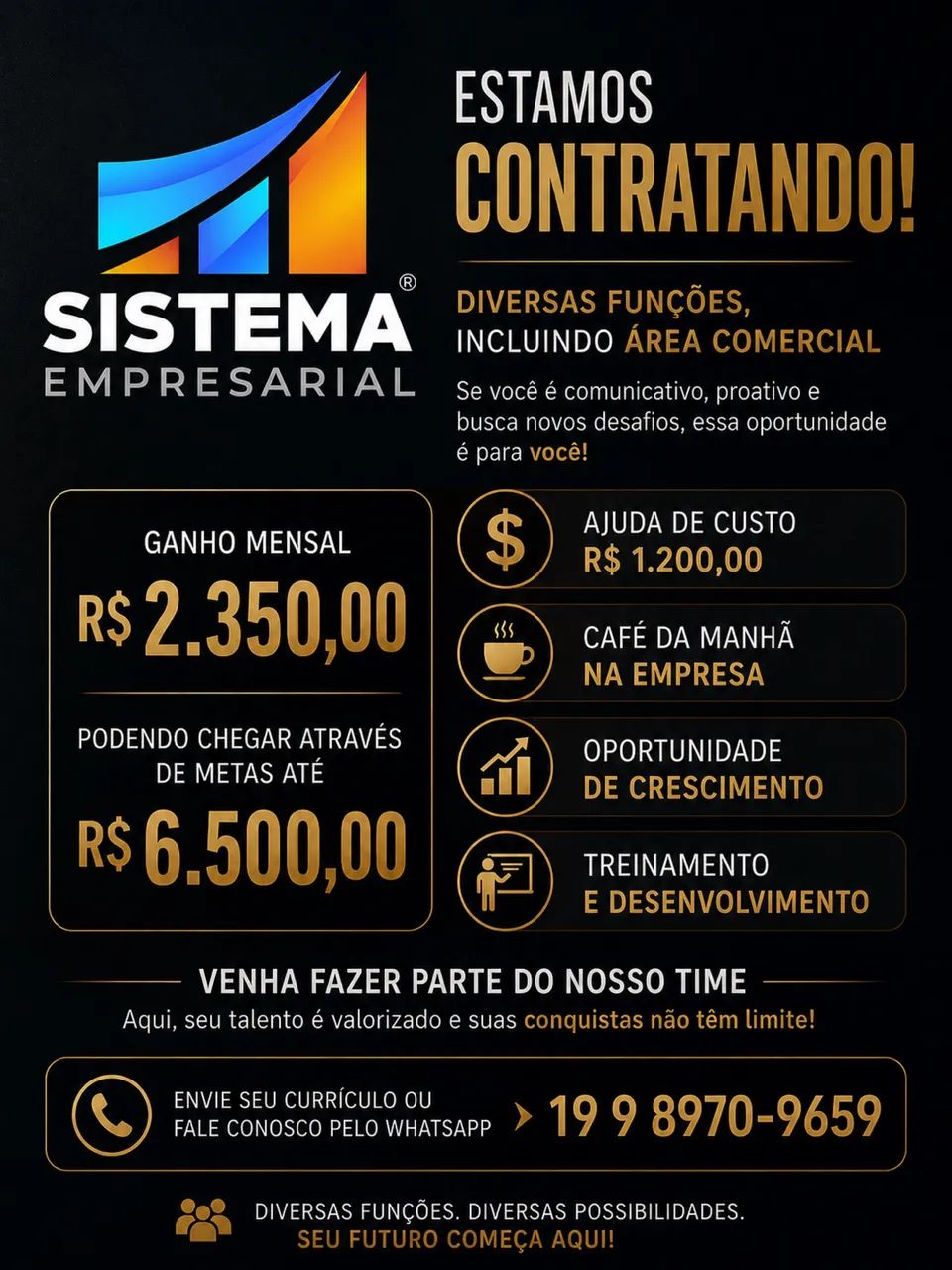 Vagas para área comercial 