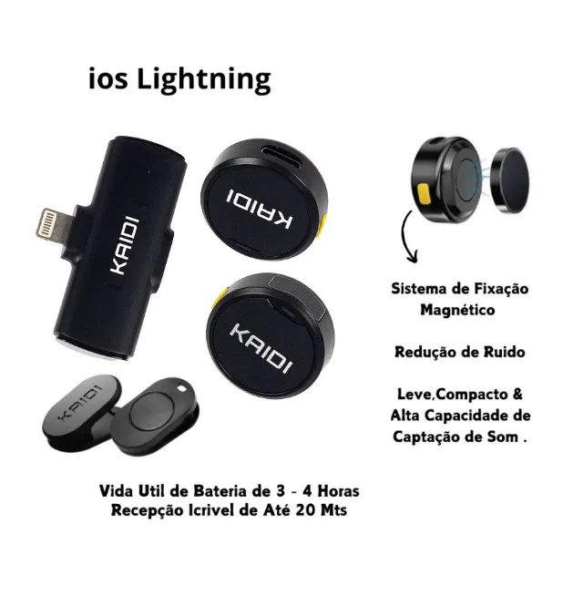 Microfone de Lapela Duplo Para iPhone Kaidi - Foto 3