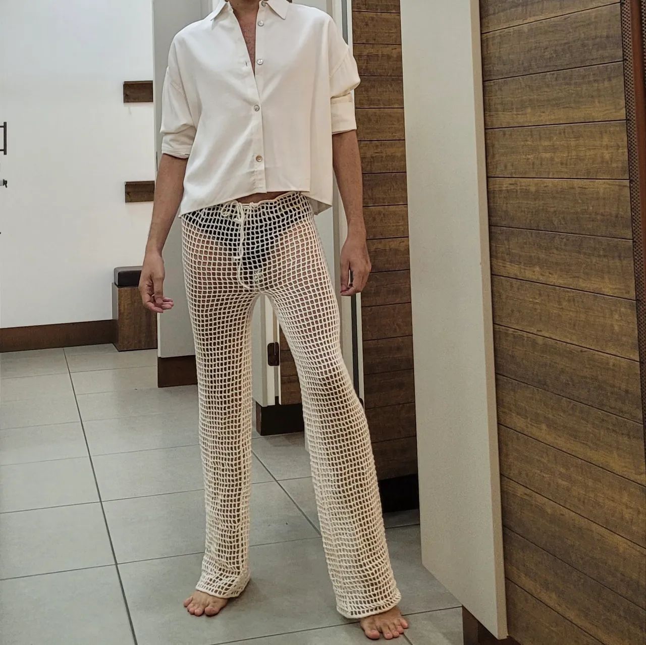 Calça de Crochê Off White