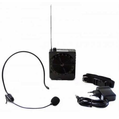 Megafone Portatil Amplificador Kit Professor Com Radio Fm, Microfone E Usb E Sd Recarrega