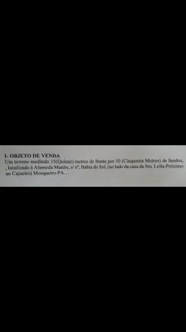 Vendo um terreno 15 × 50 em Mosqueiro $6.000,00