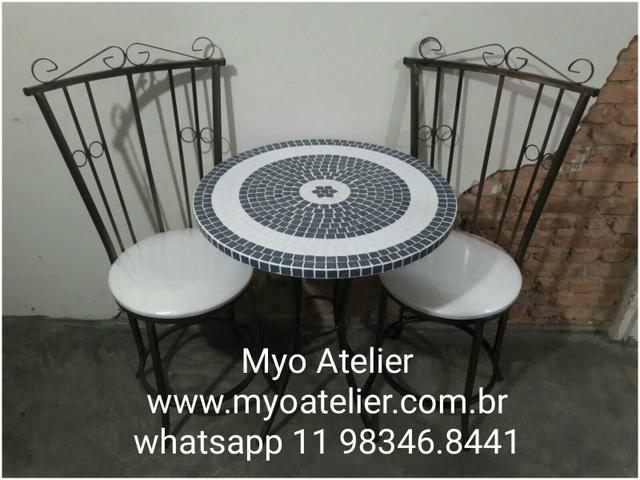 Conjunto mesa mosaico, moveis varanda, moveis sacada, varanda gourmet - Foto 5
