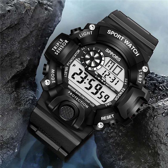 Relógio digital estilo G-Shock resistente a água masculino