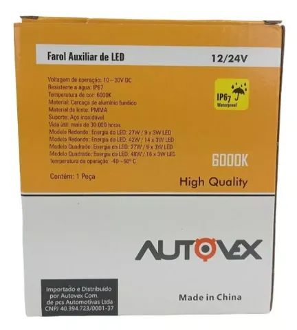 Farol Auxiliar Milha Universal Quadrado 48w 6000k Branco Bivolt 16 Led Luz Neblina - Foto 6