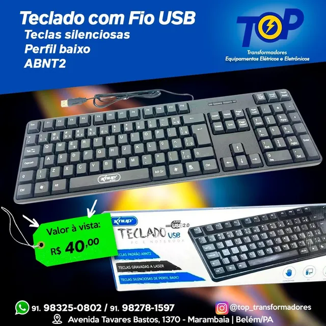 Teclado USB com fio para computador