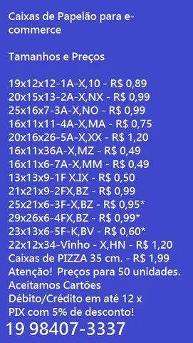 Caixas de Papelão para E-commerce (postagem)