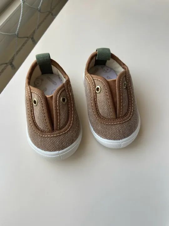 Par de Tênis Bebê - Marrom Claro Tam. 16 - Foto 4