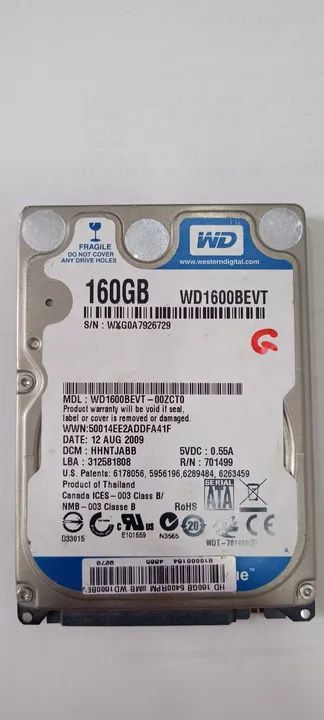 HD 160GB WD SATA NOTEBOOK 