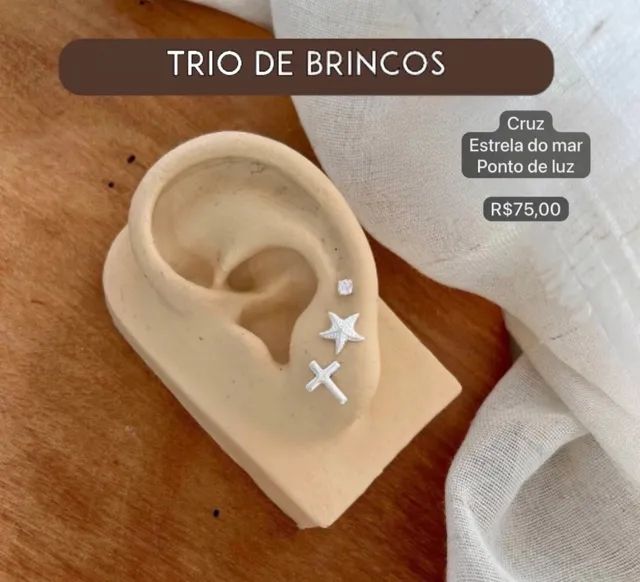 Trio de brincos de Prata 925 