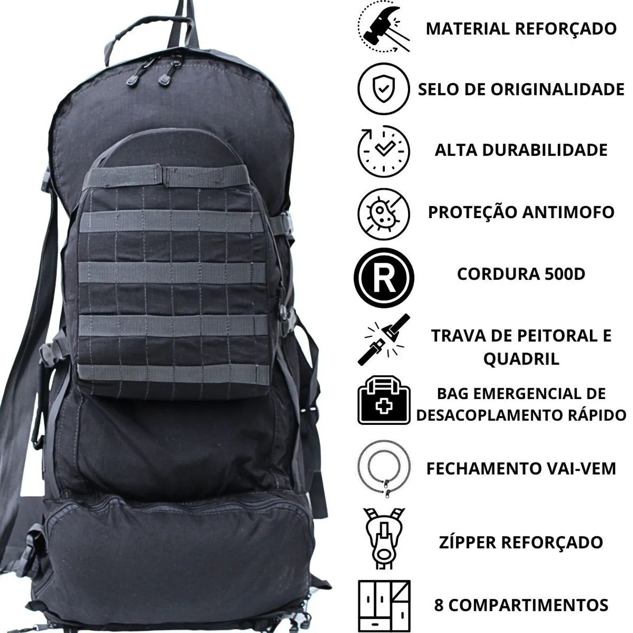 Mochila cargueira 96L. Camping.