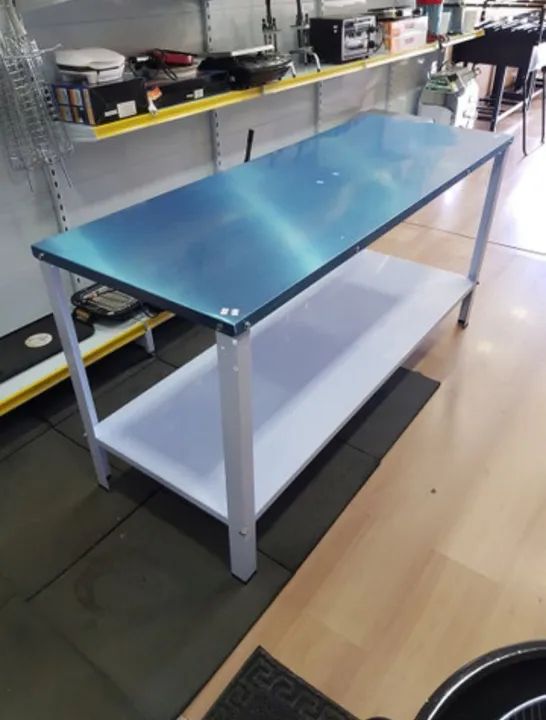 Mesa com TAMPO inox 160x60cm prateleira 