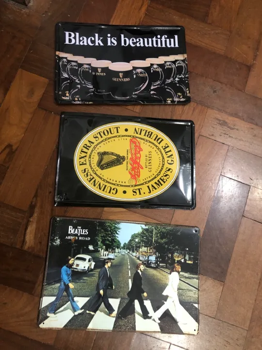 3 Placas Decorativas 2x Guinness e 1x Beatles