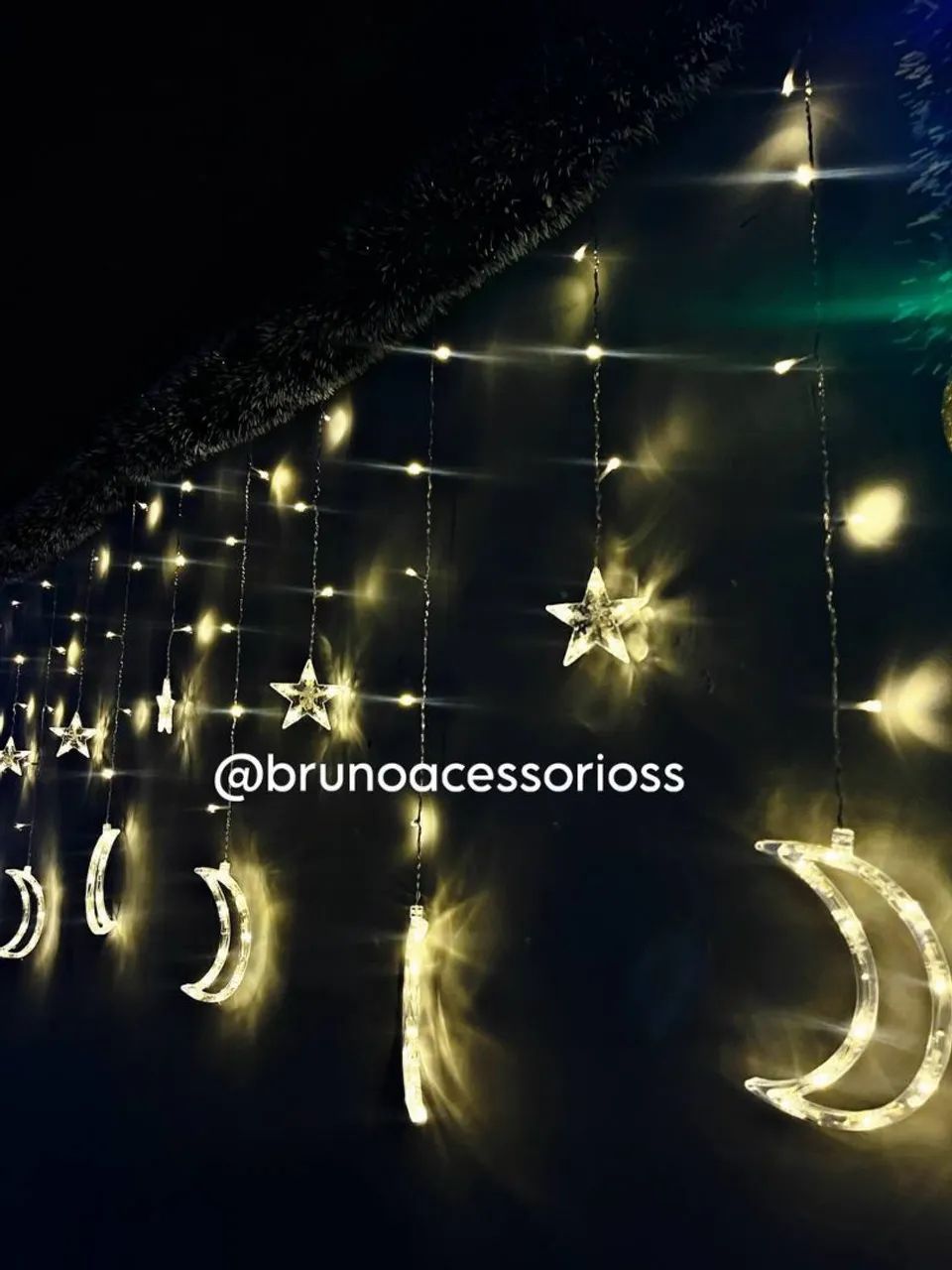 Cascata de led Estrela e Lua Branco  - Foto 2