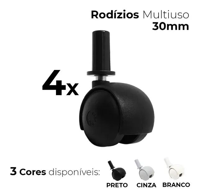 Rodízio Giratório Sem Freio 30mm Com Bucha Kit C/ 4 - Foto 2