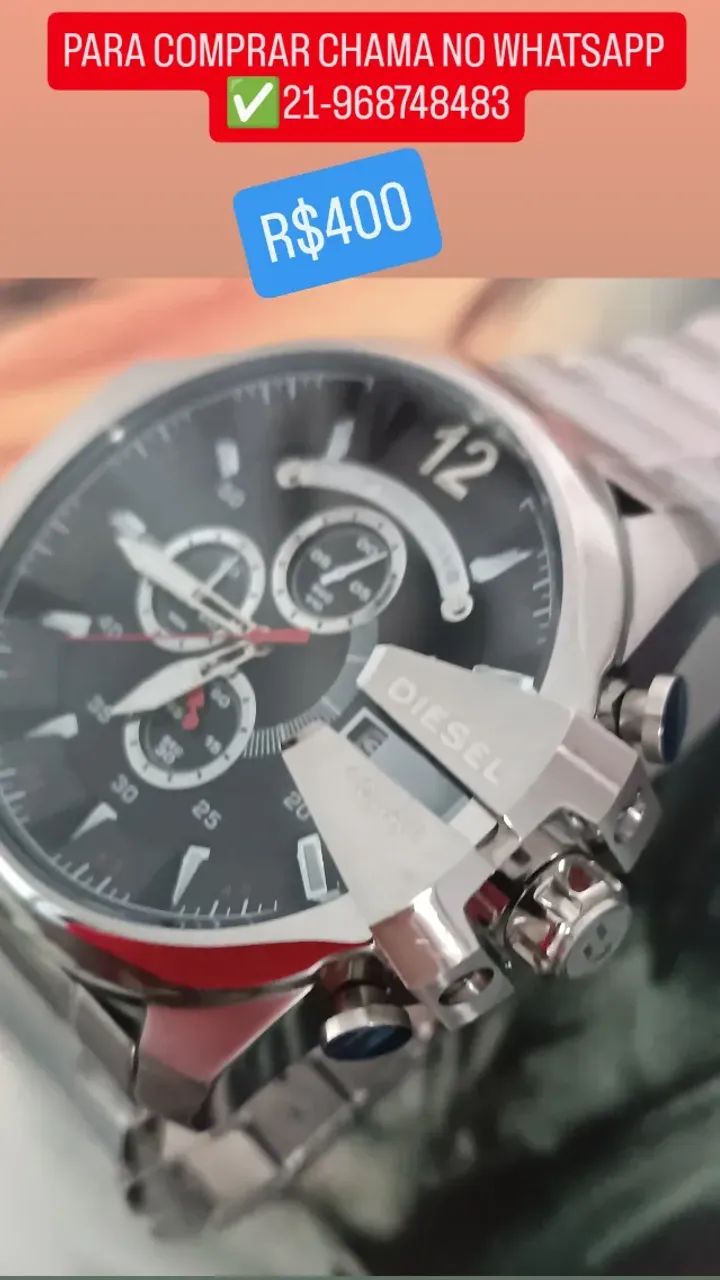 Relógio DIESEL 10 BAR PRATA MEGA CHIEF