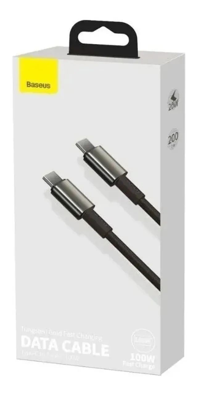 Cabo Tipo C Para Tipo C Baseus Tungsten Gold 100w 1m Preto - Foto 2