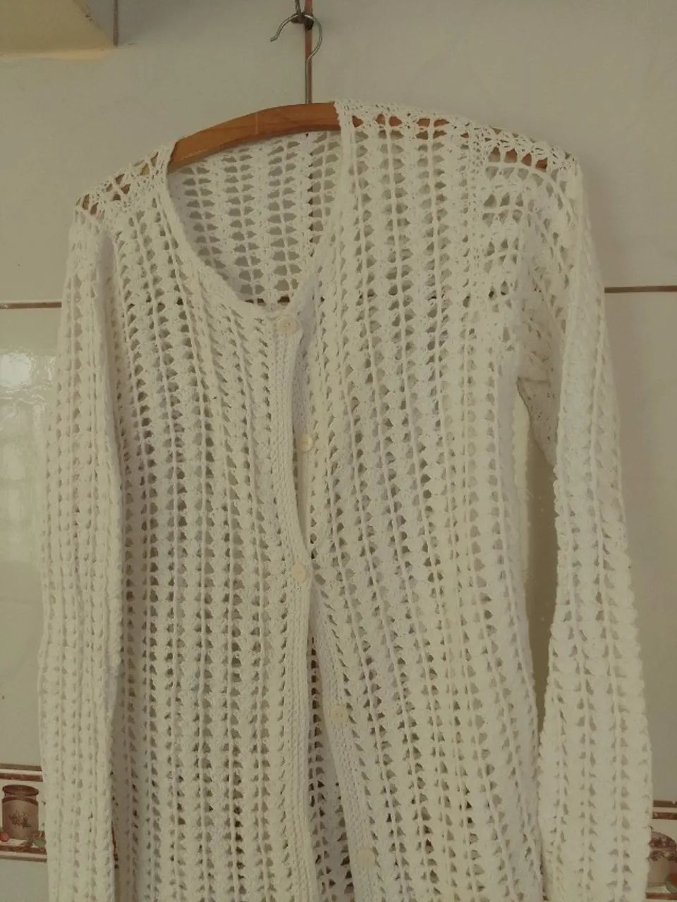 Blusa de crochê cor branca - Foto 2