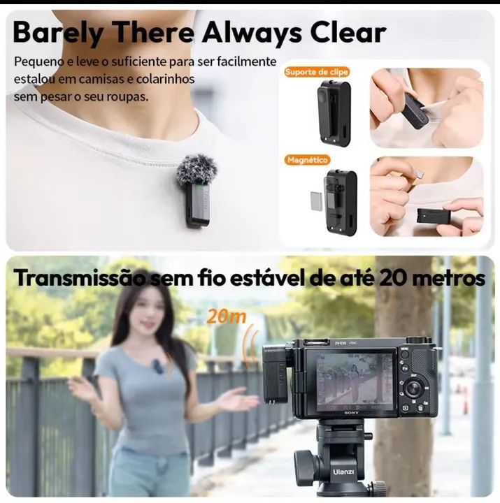 Microfone Ulanzi A100 Wireless - Captação de Áudio Profissional<br> - Foto 5