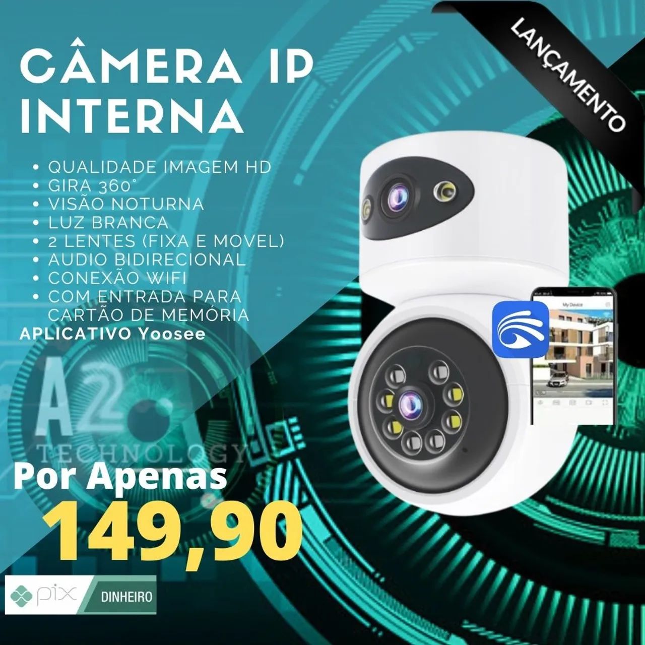 Câmera IP Interna 360° Full HD - Yoosee