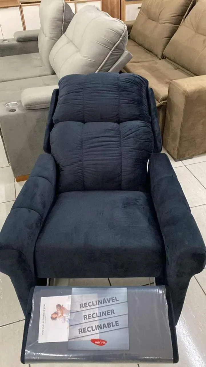 Poltrona do Papai Novo Reclinável Confortável em Veludo