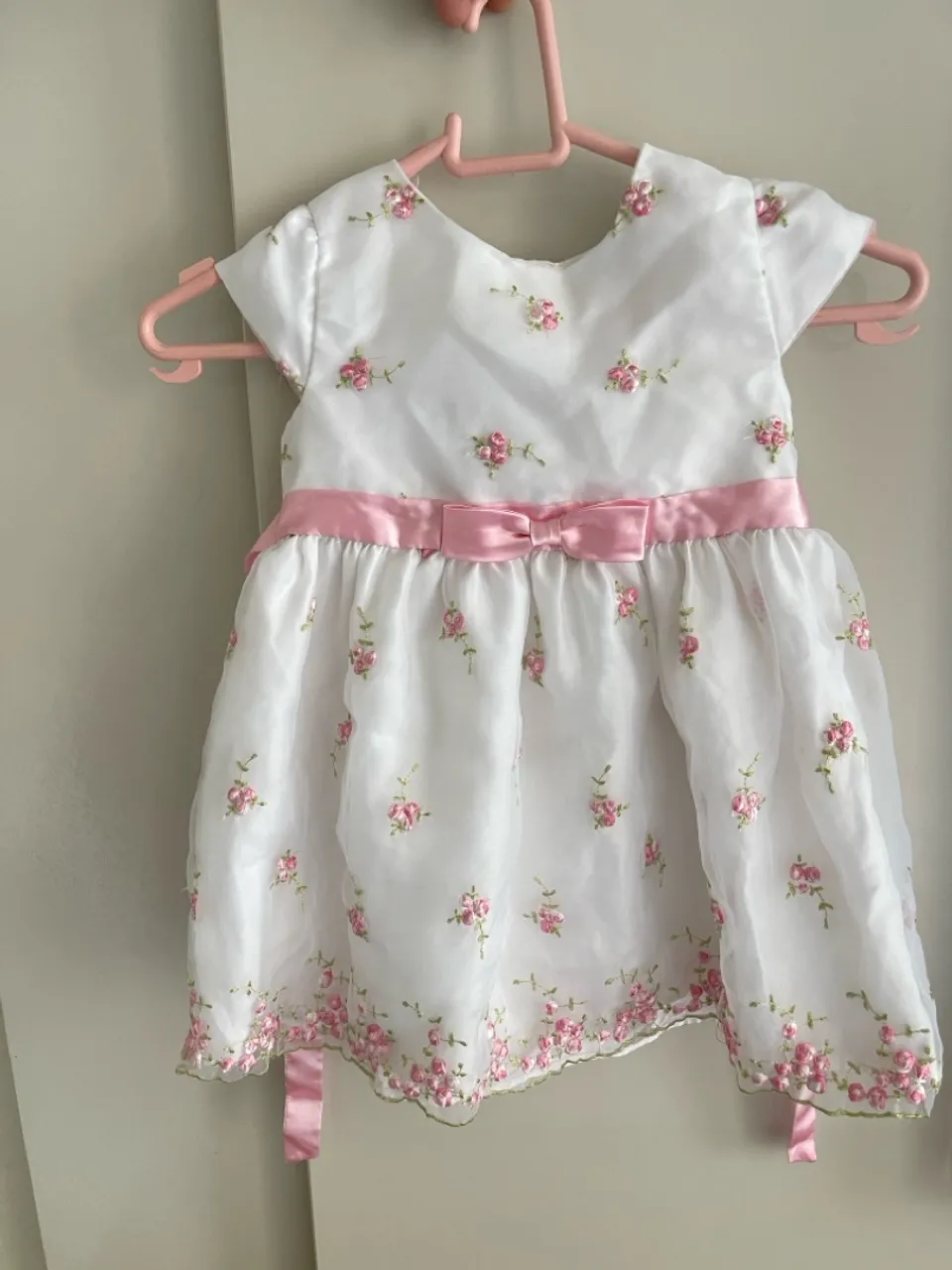 Vestido Infantil Rosa com Flores - Tamanho P