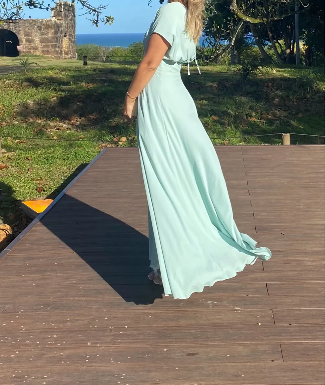 Vestido Longo verde água