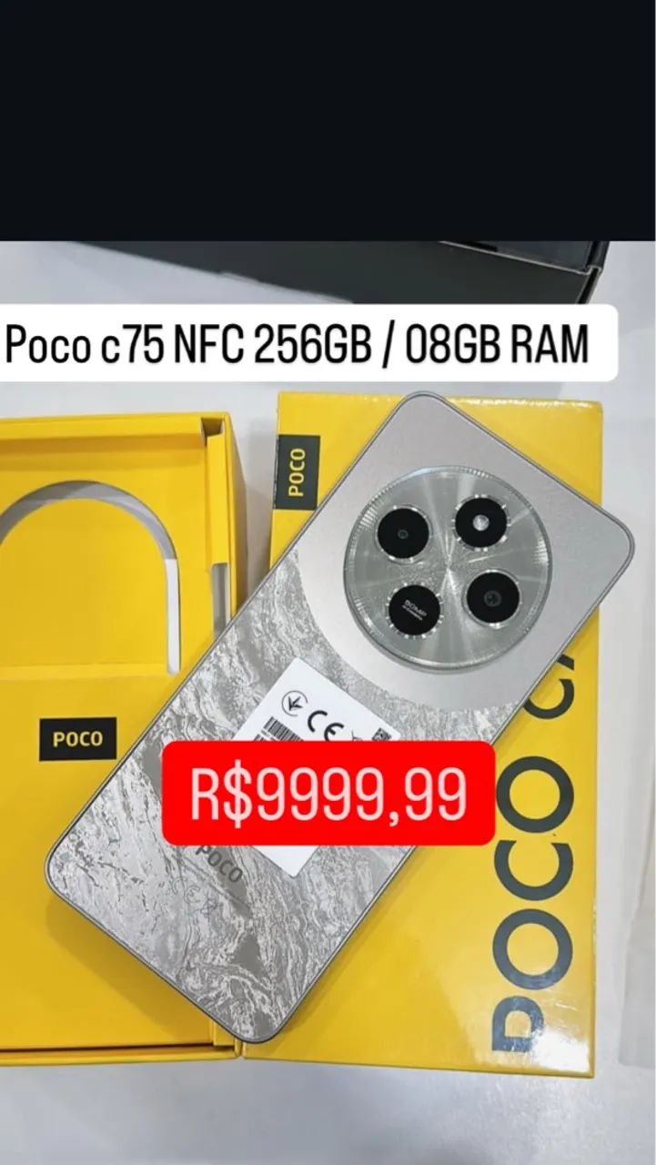 Poco C75 256/08Ram Lacrado Capa e Película Entregamos Garantia Oferta Sexta