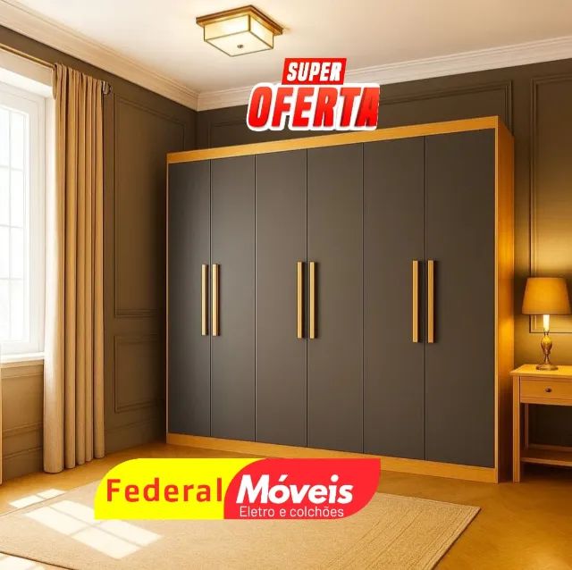 Guarda Roupa Casal 100% MDF 6 portas 2 gavetas Oferta - Foto 4