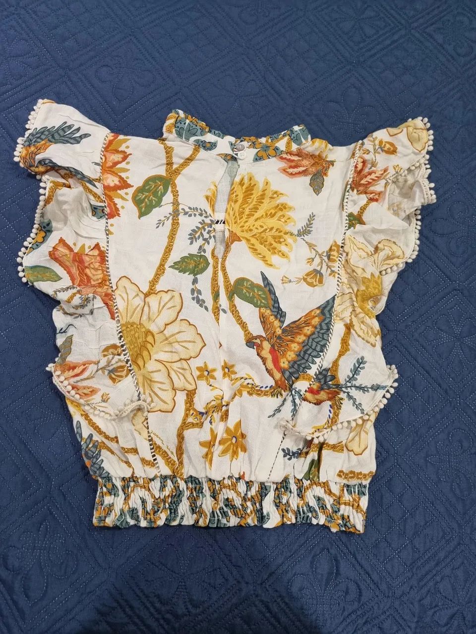 Blusa entremeio estampada jardim boho - Foto 5