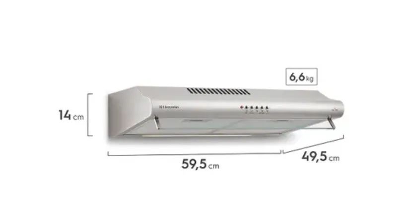 Depurador de ar 60cm Electrolux - Inox - 14cm - 49,5cm