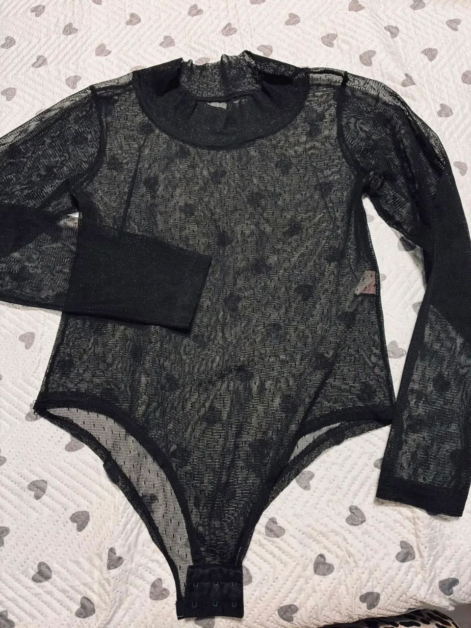 Body Feminino em Tule Transparente - Manga Longa (M) - Foto 5
