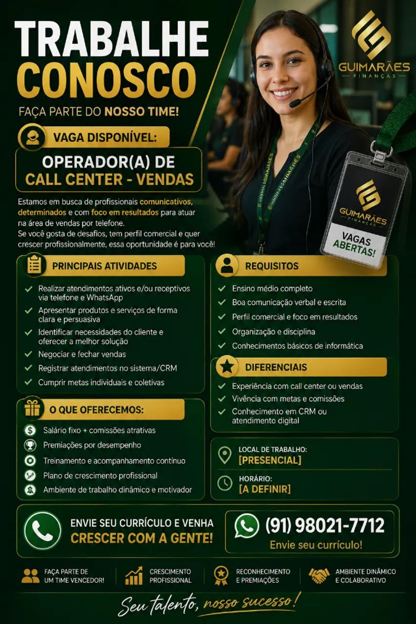 VAGA PARA VENDEDOR LOJA