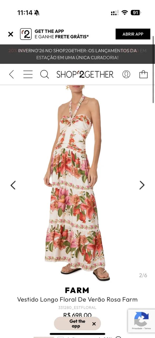 Vestido floral de verão longo farm TAM g  - Foto 4