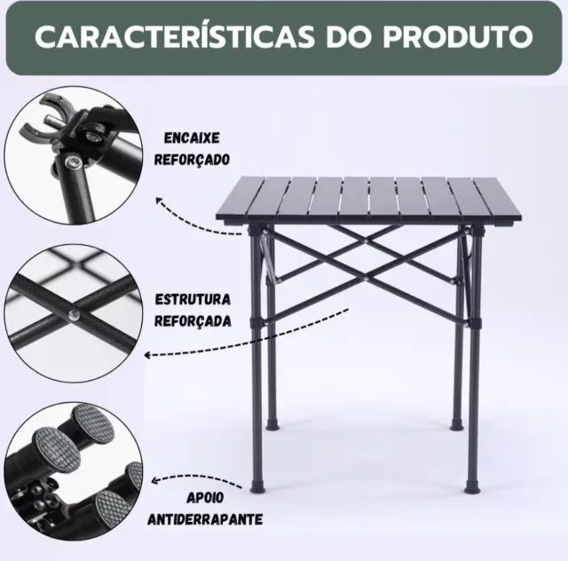 Mesa Dobrável portátil para Camping Praia Churrasco Pesca Com bolsa - Foto 3