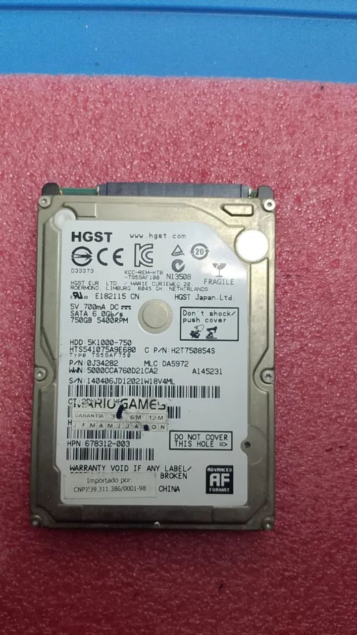 Hd 750gb notebook  ou desktop
